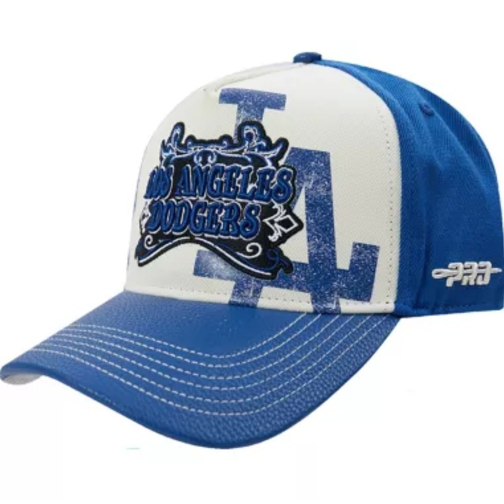 Pro Standard Adult Los Angeles Dodgers Cream Leather Wool Strapback Hat